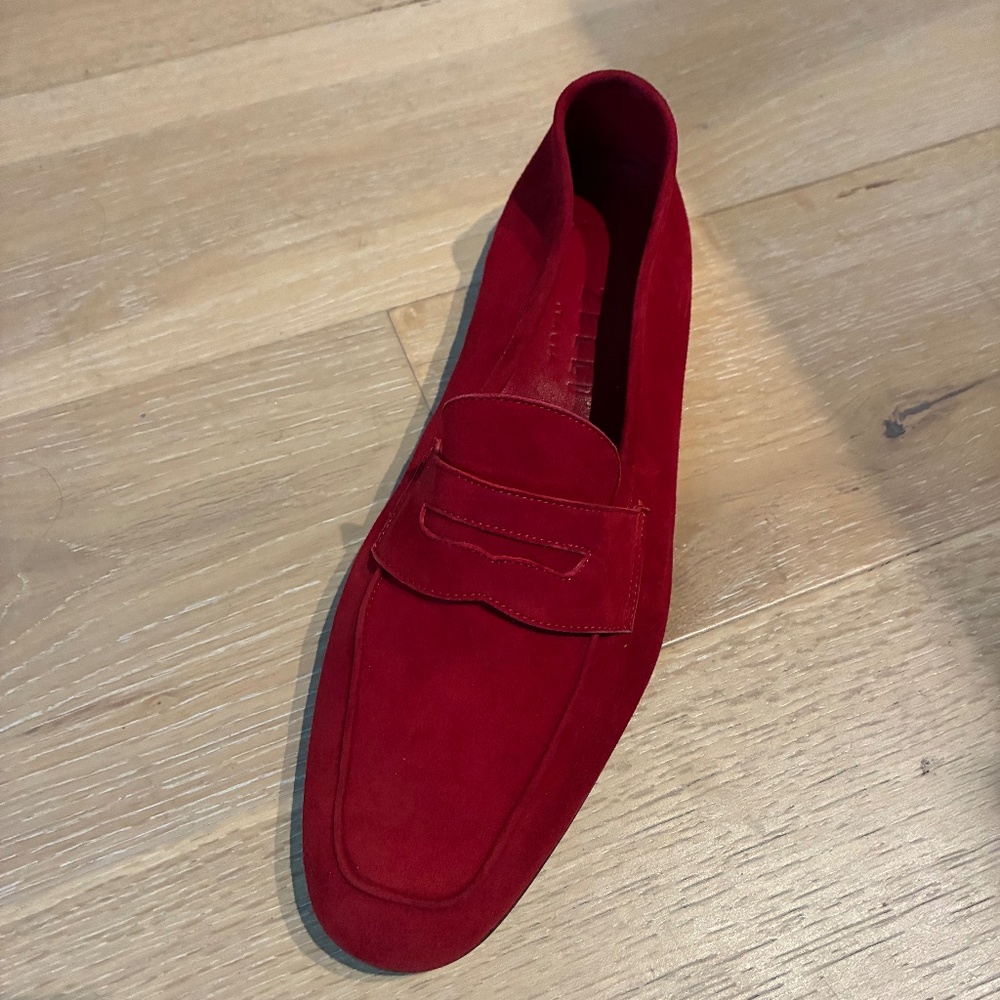 Zelli Italia Tasca Goat Suede Mens Red Loafers & Slip Ons Penny Shoes